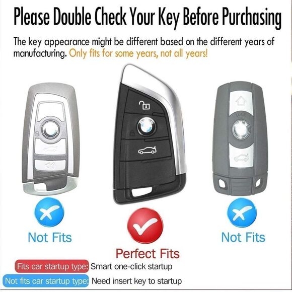 BMW Logo key fob Keychain Black Leather & Key Fob Cover black & Silver NWT - Picture 2 of 9